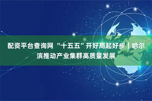 配资平台查询网 “十五五”开好局起好步｜哈尔滨推动产业集群高质量发展